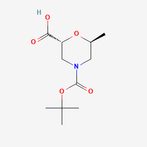 (2R,6S)-4-(tert-Butoxycarbonyl)-6-methylmorpholine-2-carboxylic acid chemical structure (CAS 1346410-78-3)