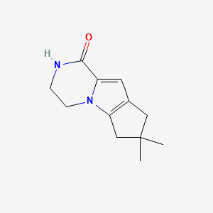 7,7-Dimethyl-2,3,4,6,7,8-hexahydro-1H-cyclopenta[4,5]pyrrolo[1,2-a]pyrazin-1-one chemical structure (CAS 1346674-23-4)
