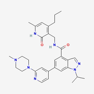 1-Isopropyl-N-((6-methyl-2-oxo-4-propyl-1,2-dihydropyridin-3-yl)methyl)-6-(2-(4-methylpiperazin-1-yl)pyridin-4-yl)-1H-indazole-4-carboxamide chemical structure (CAS 1346704-33-3)