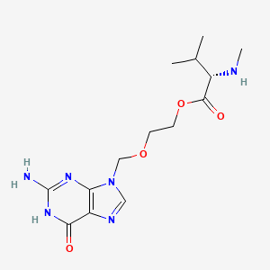 (S)-2-((2-Amino-6-oxo-3H-purin-9(6H)-yl)methoxy)ethyl 3-methyl-2-(methylamino)butanoate chemical structure (CAS 1346747-65-6)