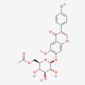((2R,3S,4S,5R,6S)-3,4,5-Trihydroxy-6-((3-(4-hydroxyphenyl)-6-methoxy-4-oxo-4H-chromen-7-yl)oxy)tetrahydro-2H-pyran-2-yl)methyl acetate chemical structure (CAS 134859-96-4)