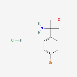 3-(4-Bromophenyl)oxetan-3-amine hydrochloride chemical structure (CAS 1349718-53-1)