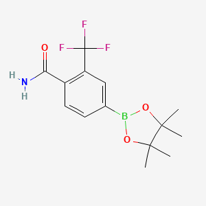 4-(4,4,5,5-Tetramethyl-1,3,2-dioxaborolan-2-yl)-2-(trifluoromethyl)benzamide chemical structure (CAS 1350426-21-9)