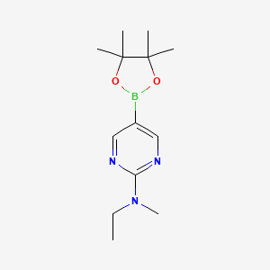 N-Ethyl-N-methyl-5-(4,4,5,5-tetramethyl-1,3,2-dioxaborolan-2-yl)pyrimidin-2-amine chemical structure (CAS 1350562-10-5)