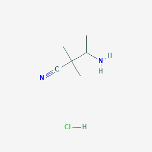 3-Amino-2,2-dimethylbutanenitrile hydrochloride chemical structure (CAS 1350711-77-1)