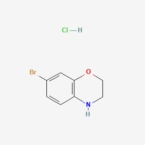 7-Bromo-3,4-dihydro-2H-benzo[b][1,4]oxazine hydrochloride chemical structure (CAS 1350738-87-2)