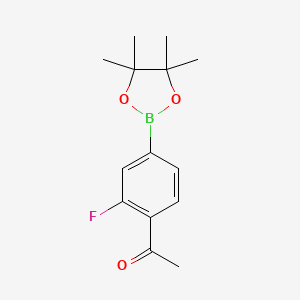 1-(2-Fluoro-4-(4,4,5,5-tetramethyl-1,3,2-dioxaborolan-2-yl)phenyl)ethan-1-one chemical structure (CAS 1351499-39-2)