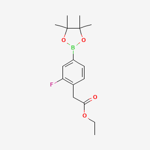 Ethyl 2-(2-fluoro-4-(4,4,5,5-tetramethyl-1,3,2-dioxaborolan-2-yl)phenyl)acetate chemical structure (CAS 1351500-37-2)