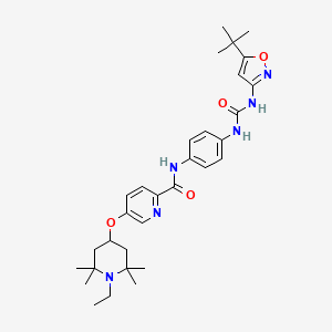 N-(4-(3-(5-(tert-Butyl)isoxazol-3-yl)ureido)phenyl)-5-((1-ethyl-2,2,6,6-tetramethylpiperidin-4-yl)oxy)picolinamide chemical structure (CAS 1351522-04-7)