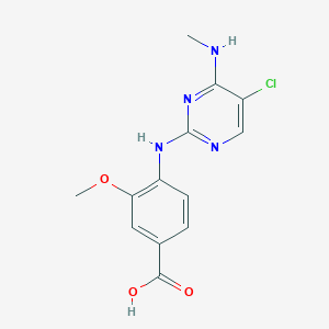 4-((5-Chloro-4-(methylamino)pyrimidin-2-yl)amino)-3-methoxybenzoic acid chemical structure (CAS 1351762-15-6)