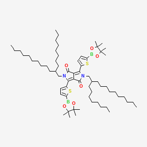 2,5-Bis(2-octyldodecyl)-3,6-bis(5-(4,4,5,5-tetramethyl-1,3,2-dioxaborolan-2-yl)thiophen-2-yl)pyrrolo[3,4-c]pyrrole-1,4(2H,5H)-dione chemical structure (CAS 1351986-34-9)