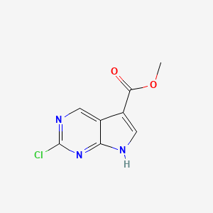 Methyl 2-chloro-7H-pyrrolo[2,3-d]pyrimidine-5-carboxylate chemical structure (CAS 1352396-67-8)