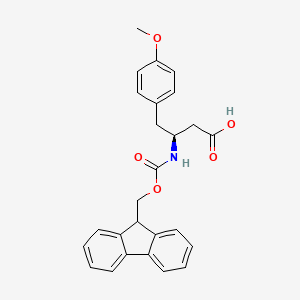 (S)-3-((((9H-Fluoren-9-yl)methoxy)carbonyl)amino)-4-(4-methoxyphenyl)butanoic acid chemical structure (CAS 1352435-52-9)