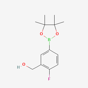 (2-Fluoro-5-(4,4,5,5-tetramethyl-1,3,2-dioxaborolan-2-yl)phenyl)methanol chemical structure (CAS 1352733-99-3)