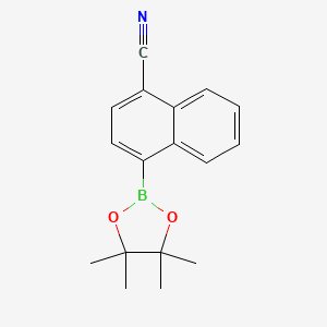 4-(tetramethyl-1,3,2-dioxaborolan-2-yl)naphthalene-1-carbonitrile chemical structure (CAS 1352794-90-1)