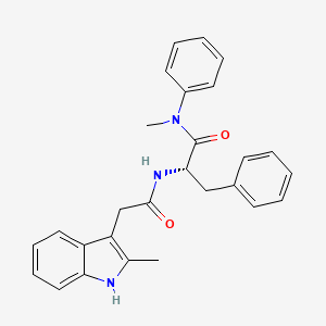 (S)-N-Methyl-2-(2-(2-methyl-1H-indol-3-yl)acetamido)-N,3-diphenylpropanamide chemical structure (CAS 1352879-65-2)