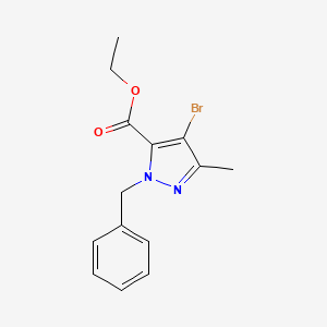 Ethyl 1-benzyl-4-bromo-3-methyl-1H-pyrazole-5-carboxylate chemical structure (CAS 1352925-94-0)