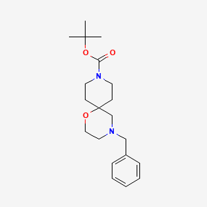 tert-Butyl 4-benzyl-1-oxa-4,9-diazaspiro[5.5]undecane-9-carboxylate chemical structure (CAS 1352926-03-4)