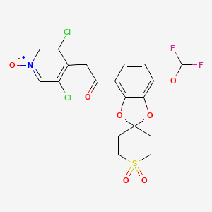 3,5-Dichloro-4-(2-(4-(difluoromethoxy)-1',1'-dioxido-2',3',5',6'-tetrahydrospiro[benzo[d][1,3]dioxole-2,4'-thiopyran]-7-yl)-2-oxoethyl)pyridine 1-oxide chemical structure (CAS 1353546-86-7)