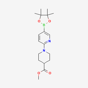 Methyl 1-(5-(4,4,5,5-tetramethyl-1,3,2-dioxaborolan-2-yl)pyridin-2-yl)piperidine-4-carboxylate chemical structure (CAS 1353716-51-4)