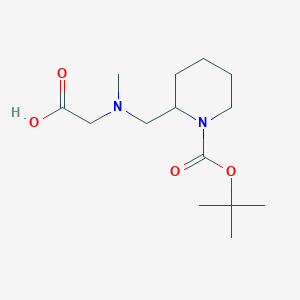 2-(((1-(tert-Butoxycarbonyl)piperidin-2-yl)methyl)(methyl)amino)acetic acid chemical structure (CAS 1353943-48-2)