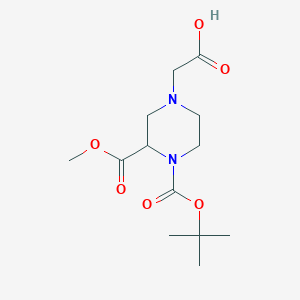 2-(4-(tert-Butoxycarbonyl)-3-(methoxycarbonyl)piperazin-1-yl)acetic acid chemical structure (CAS 1353945-18-2)