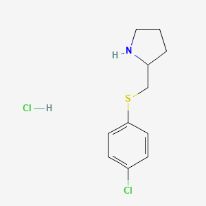 2-(((4-Chlorophenyl)thio)methyl)pyrrolidine hydrochloride chemical structure (CAS 1353945-59-1)