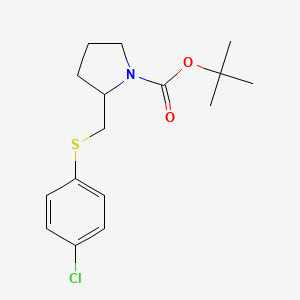 tert-Butyl 2-(((4-chlorophenyl)thio)methyl)pyrrolidine-1-carboxylate chemical structure (CAS 1353945-88-6)