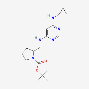 tert-Butyl 2-(((6-(cyclopropylamino)pyrimidin-4-yl)amino)methyl)pyrrolidine-1-carboxylate chemical structure (CAS 1353946-94-7)