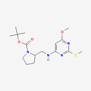 tert-Butyl 2-(((6-methoxy-2-(methylthio)pyrimidin-4-yl)amino)methyl)pyrrolidine-1-carboxylate chemical structure (CAS 1353947-15-5)