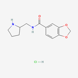 N-(Pyrrolidin-2-ylmethyl)benzo[d][1,3]dioxole-5-carboxamide hydrochloride chemical structure (CAS 1353947-84-8)