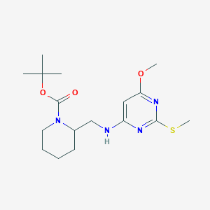 tert-Butyl 2-(((6-methoxy-2-(methylthio)pyrimidin-4-yl)amino)methyl)piperidine-1-carboxylate chemical structure (CAS 1353954-14-9)