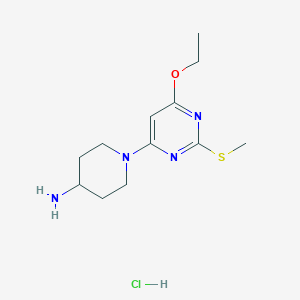 1-(6-Ethoxy-2-(methylthio)pyrimidin-4-yl)piperidin-4-amine hydrochloride chemical structure (CAS 1353955-90-4)