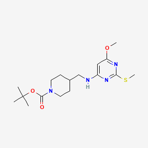 tert-Butyl 4-(((6-methoxy-2-(methylthio)pyrimidin-4-yl)amino)methyl)piperidine-1-carboxylate chemical structure (CAS 1353958-26-5)