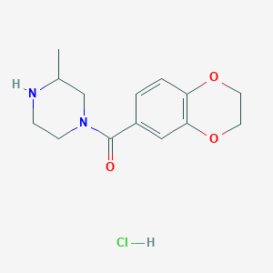 (2,3-Dihydrobenzo[b][1,4]dioxin-6-yl)(3-methylpiperazin-1-yl)methanone hydrochloride chemical structure (CAS 1353958-43-6)
