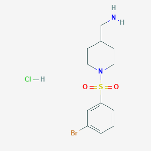 (1-((3-Bromophenyl)sulfonyl)piperidin-4-yl)methanamine hydrochloride chemical structure (CAS 1353958-71-0)