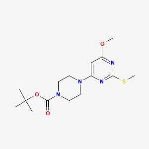 tert-Butyl 4-(6-methoxy-2-(methylthio)pyrimidin-4-yl)piperazine-1-carboxylate chemical structure (CAS 1353958-74-3)