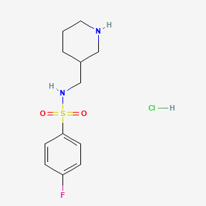 4-Fluoro-N-(piperidin-3-ylmethyl)benzenesulfonamide hydrochloride chemical structure (CAS 1353971-00-2)