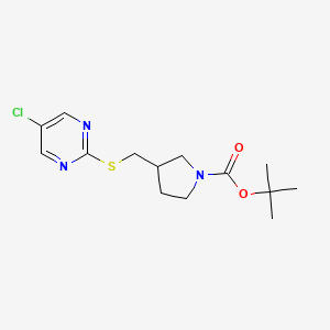 tert-Butyl 3-(((5-chloropyrimidin-2-yl)thio)methyl)pyrrolidine-1-carboxylate chemical structure (CAS 1353972-20-9)