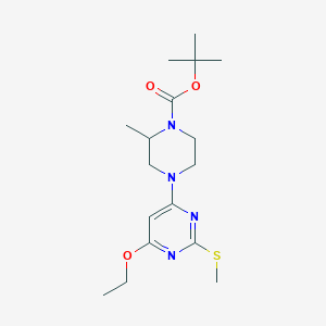 tert-Butyl 4-(6-ethoxy-2-(methylthio)pyrimidin-4-yl)-2-methylpiperazine-1-carboxylate chemical structure (CAS 1353974-49-8)