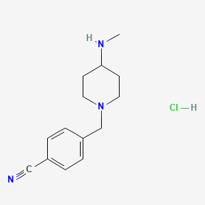 4-((4-(Methylamino)piperidin-1-yl)methyl)benzonitrile hydrochloride chemical structure (CAS 1353977-13-5)