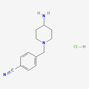 4-((4-Aminopiperidin-1-yl)methyl)benzonitrile hydrochloride chemical structure (CAS 1353977-72-6)