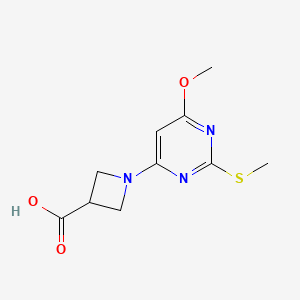 1-(6-Methoxy-2-(methylthio)pyrimidin-4-yl)azetidine-3-carboxylic acid chemical structure (CAS 1353977-93-1)