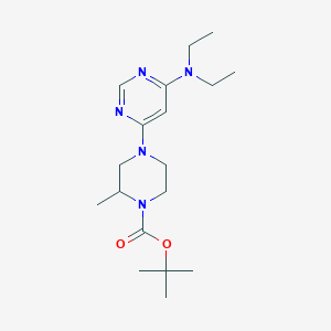 tert-Butyl 4-(6-(diethylamino)pyrimidin-4-yl)-2-methylpiperazine-1-carboxylate chemical structure (CAS 1353977-99-7)