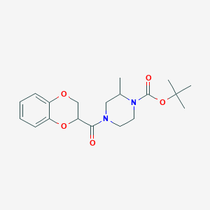 tert-Butyl 4-(2,3-dihydrobenzo[b][1,4]dioxine-2-carbonyl)-2-methylpiperazine-1-carboxylate chemical structure (CAS 1353978-12-7)