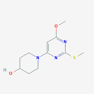 1-(6-Methoxy-2-(methylthio)pyrimidin-4-yl)piperidin-4-ol chemical structure (CAS 1353979-87-9)
