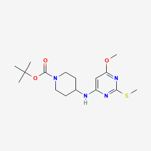 tert-Butyl 4-((6-methoxy-2-(methylthio)pyrimidin-4-yl)amino)piperidine-1-carboxylate chemical structure (CAS 1353980-32-1)