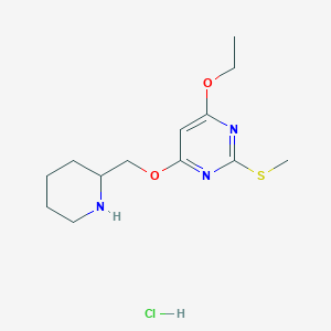 4-Ethoxy-2-(methylthio)-6-(piperidin-2-ylmethoxy)pyrimidine hydrochloride chemical structure (CAS 1353980-63-8)