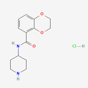 N-(Piperidin-4-yl)-2,3-dihydrobenzo[b][1,4]dioxine-5-carboxamide hydrochloride chemical structure (CAS 1353980-67-2)