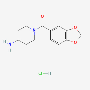 (4-Aminopiperidin-1-yl)(benzo[d][1,3]dioxol-5-yl)methanone hydrochloride chemical structure (CAS 1353980-73-0)
